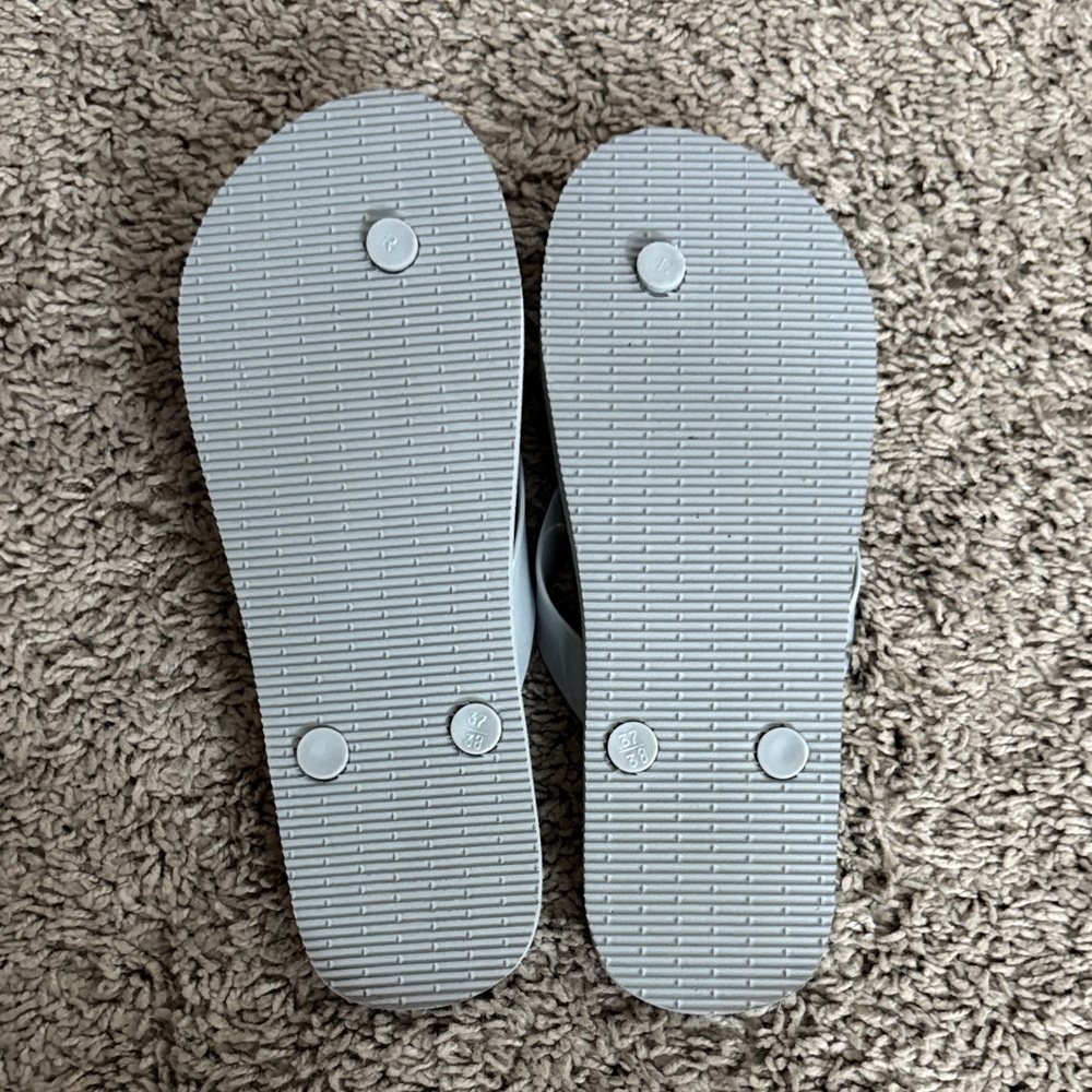 Blue and Gray Flip Flops with Lion Design - Picture 2 of 2